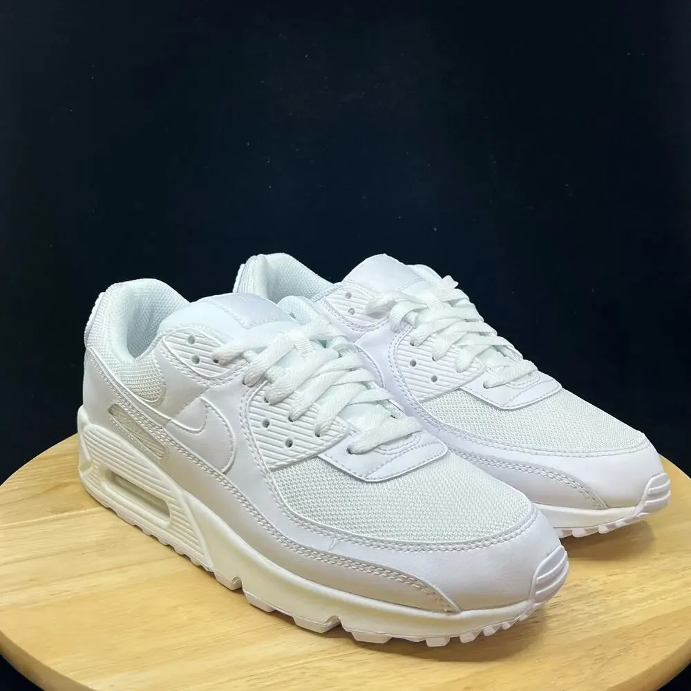 Nike Air Max 90 Triple White/White-Wolf Grey Men's Running Shoe CN8490-100 Sz 8